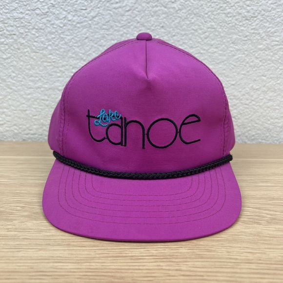 VTG Lake Tahoe Spellout Pink Rope Trucker Golfer Adjustable Push SnapBack Hat - Picture 1 of 10